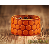 Genuine Leather Bracelet Cuff Wristband Bubbles Knotwork  Carving Leather 